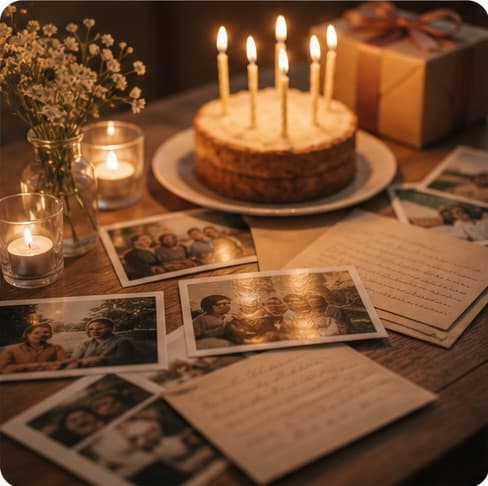 Friends sharing a birthday memory that can become a personalized song gift